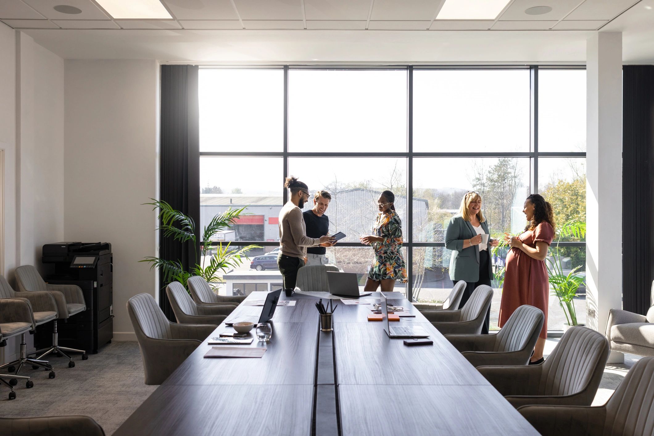 Technology team meeting in a modern office